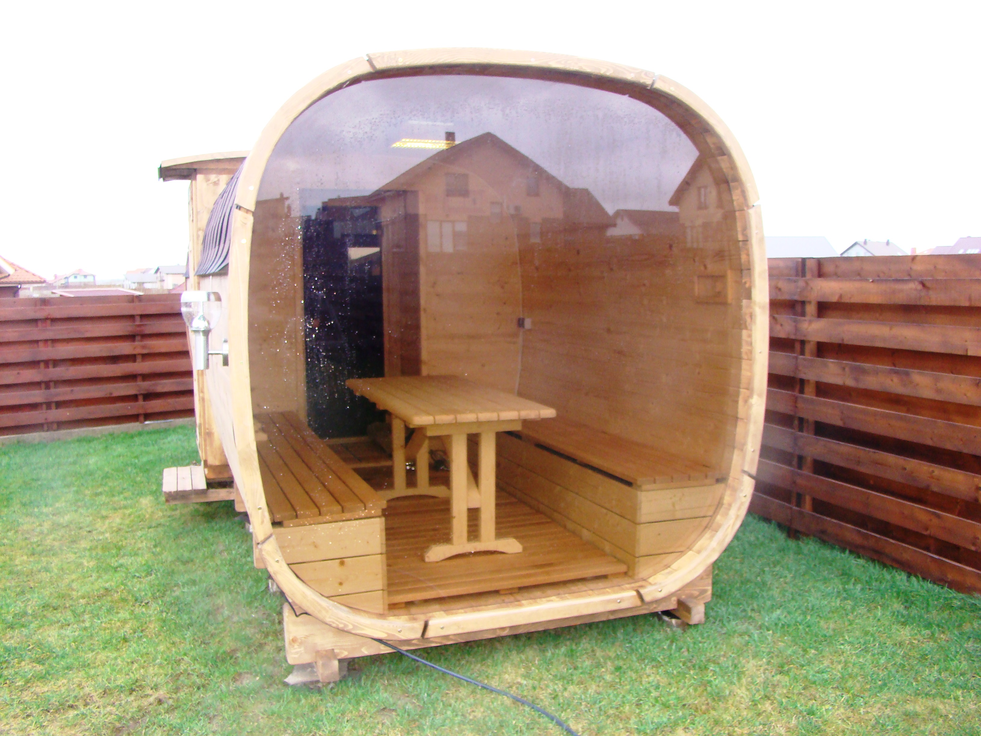 Баня овальная бочка, 4x3м